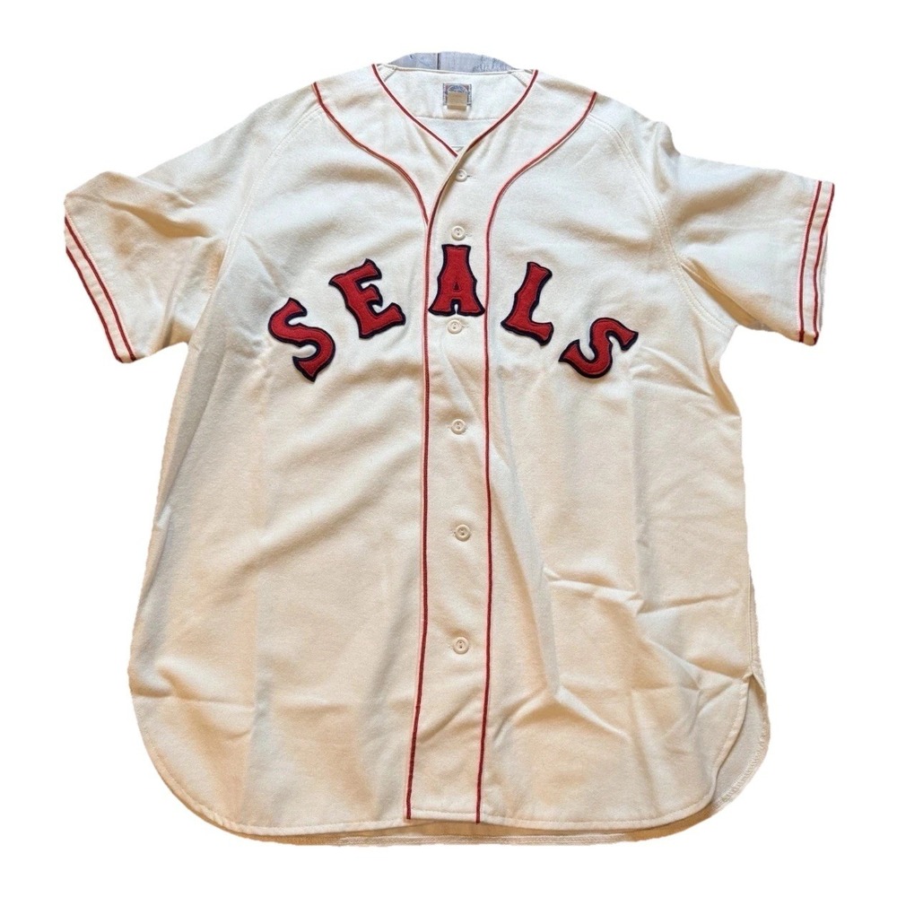 San Francisco Seals Jersey Mens Large USA Made 100% Wool Ebbets Field Flannel SF
